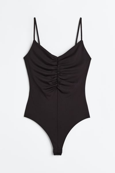 Gathered Thong Bodysuit - Black - Ladies | H&M US | H&M (US + CA)