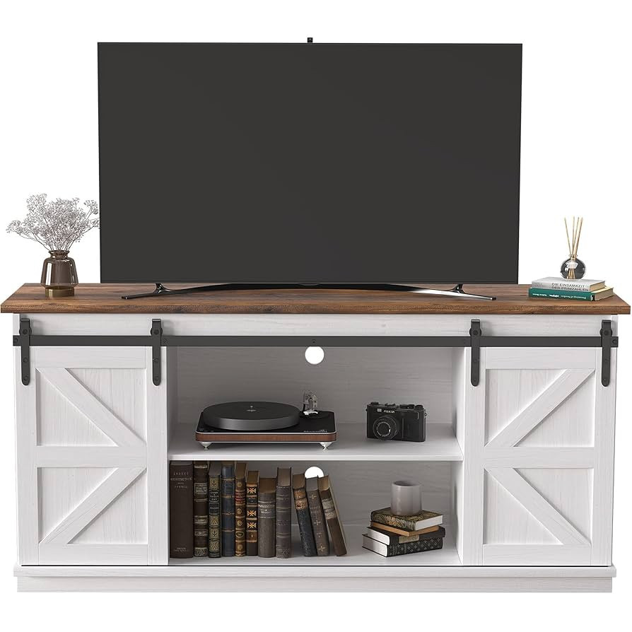 JUMMICO TV Stand for 65 Inch TV, Entertainment Center with Storage Cabinets and Sliding Barn Door... | Amazon (US)