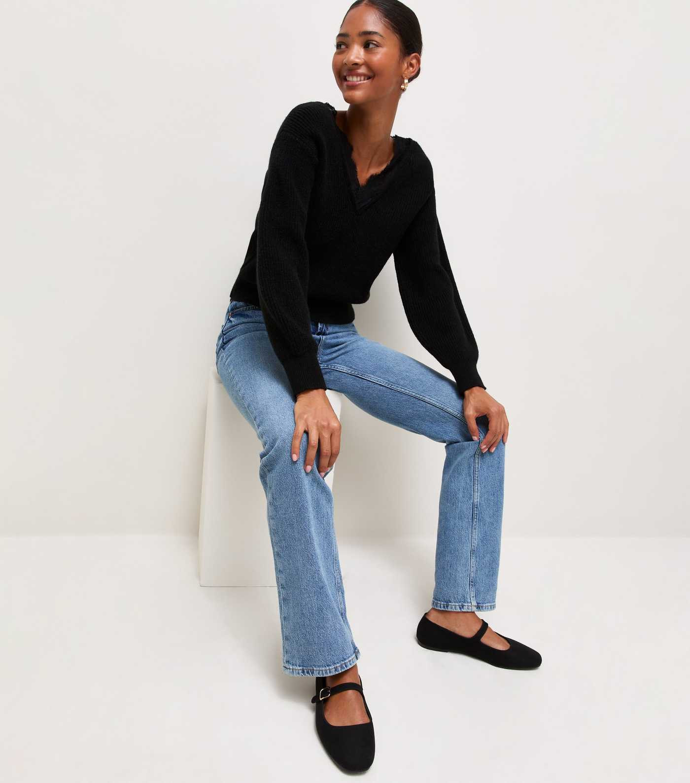 Black Faux Suede Mary Jane Ballet Flats | New Look | New Look (UK)
