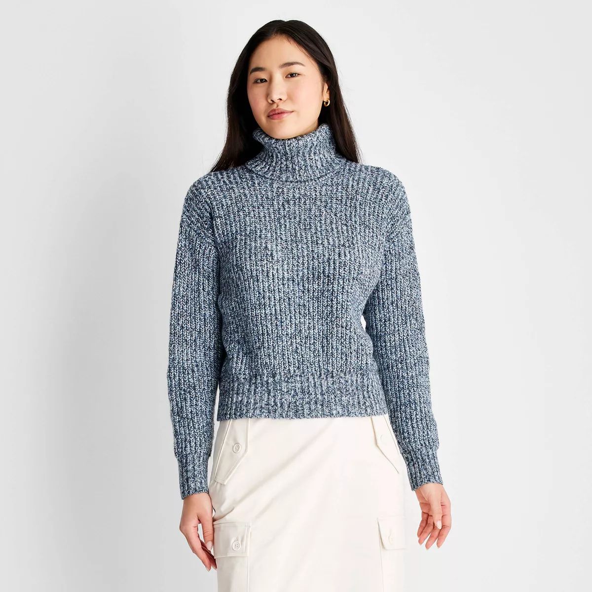 Women's Turtleneck Pullover Sweater - Future Collective™ with Reese Blutstein Blue L | Target
