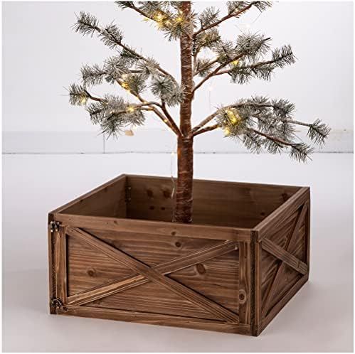 glitzhome Natural Wooden Tree Collar Christmas Tree Skirt Tree Box Tree Stand Cover, 22" L | Amazon (US)