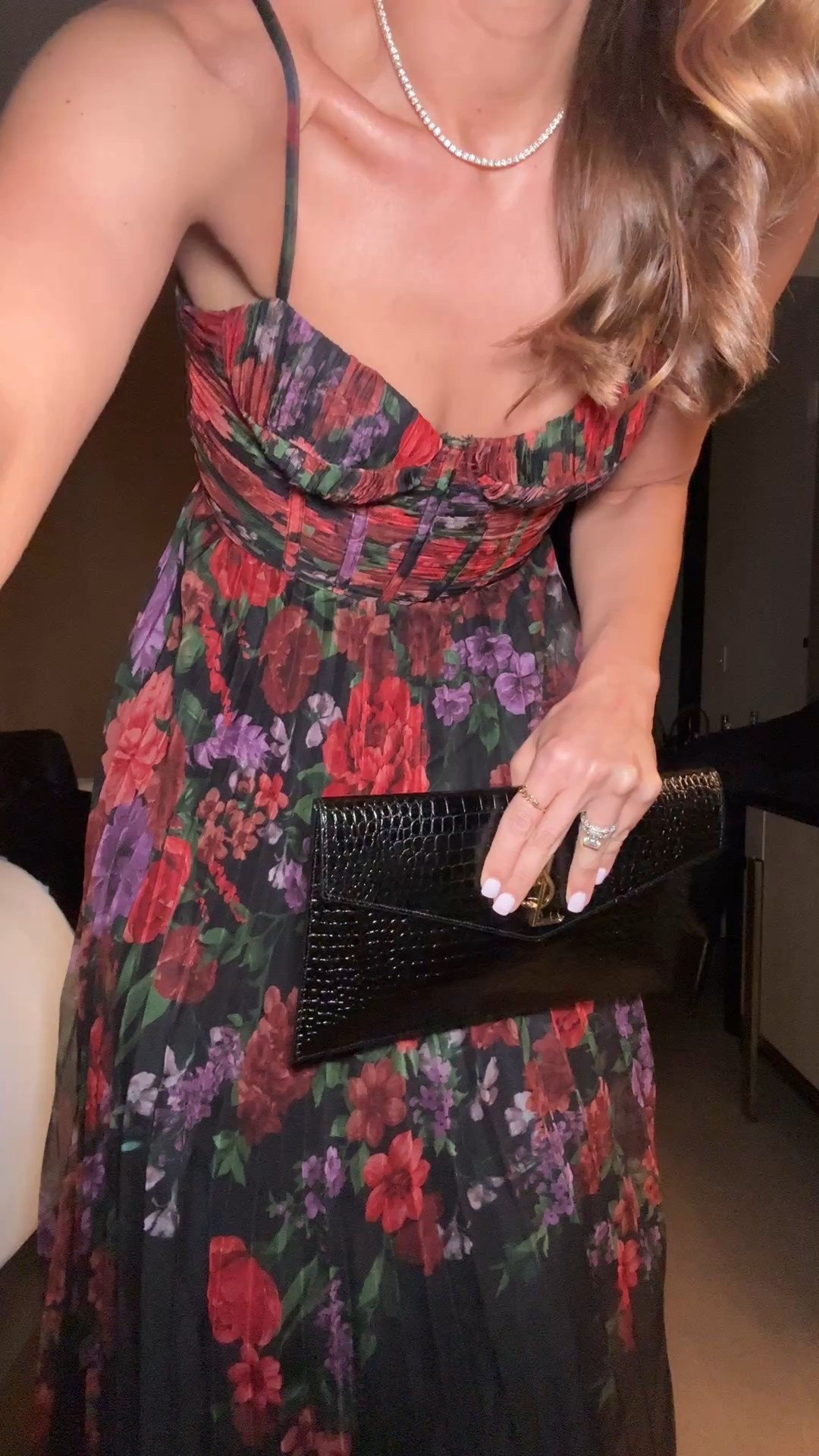 NYFW. Cocktail dress in XXS. Floral maxi dress. Party dress. Spring wedding guest. Summer wedding guest. Formal dress. Louboutin boots - I went up half a size to make room for socks. YSL clutch. 

#LTKValentine #LTKWedding #LTKPetite