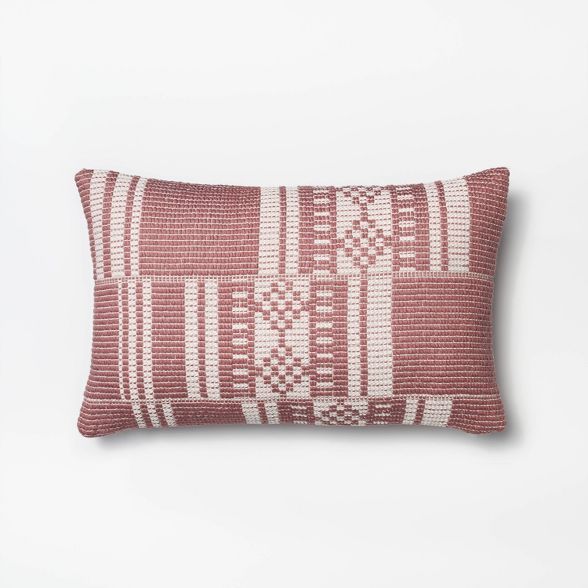 Woven Pieced Pattern Lumbar Throw Pillow Mauve/Cream - Threshold&#8482; designed with Studio McGe... | Target