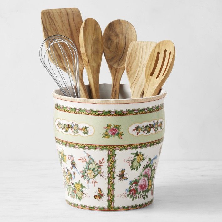 Famille Rose Utensil Holder, Porcelain | Williams-Sonoma