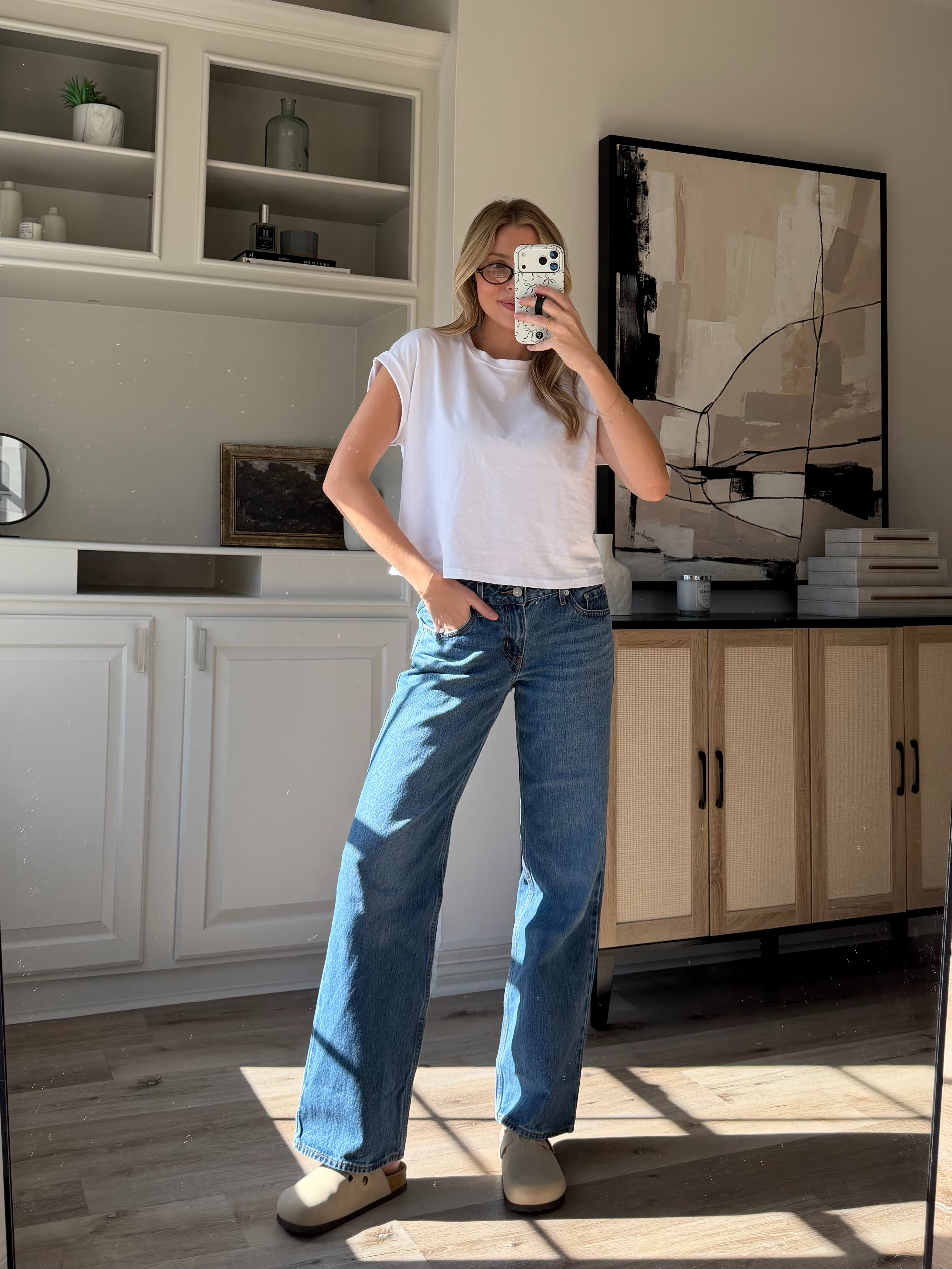 Loving these new jeans!! Wearing a size 26, and M in basic tee! 

 