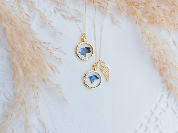 Forget me not flower miscarriage gift necklace. Child loss, covid loss necklace. Remembrance gift... | Etsy (US)