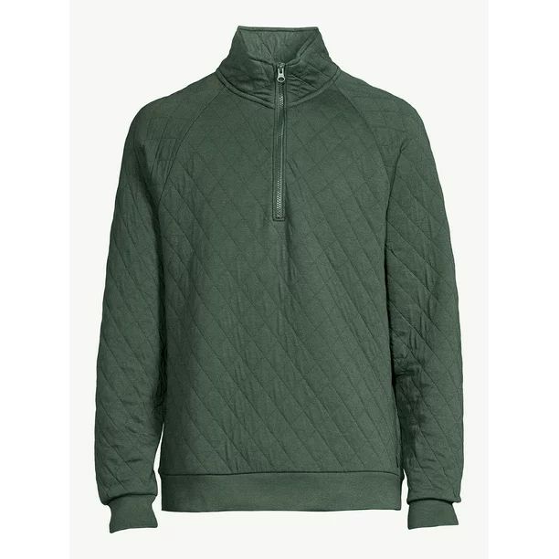 Free Assembly Men's Diamond Quilted Jersey Half Zip Pullover with Mock Neck - Walmart.com | Walmart (US)