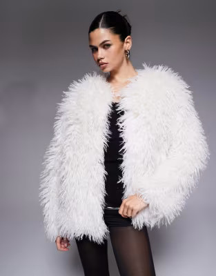 The Frolic exclusive oversized mongolian faux fur jacket in cream | ASOS (Global)