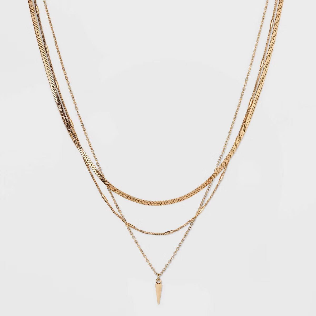 Herringbone Point Charm Multi-Strand Chain Necklace - A New Day™ Gold: Nickel-Free, Lobster Cla... | Target