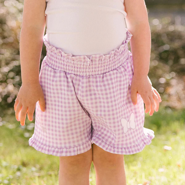 Mini Disney Bow Lake Shorts, Purple Gingham | Albion Fit