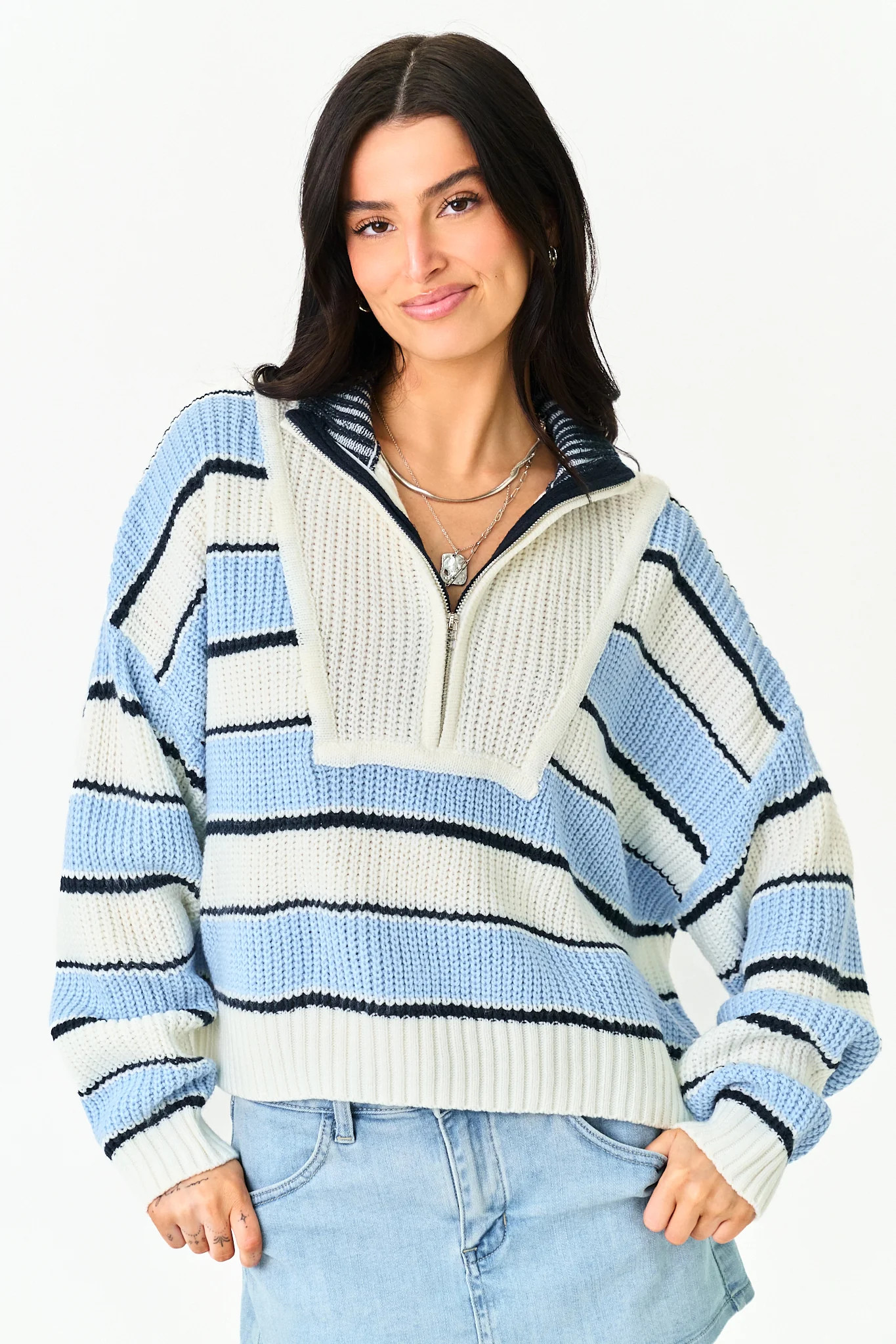 Lennon Sweater in Blue | Grey Bandit