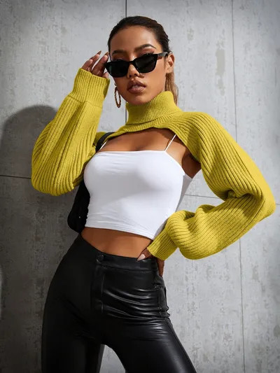 Women's Sweaters Ditsy Mesh Lapel Neck Cover Up Leaked Crop Long Sleeve Knit Sweater | Temu Affiliate Program