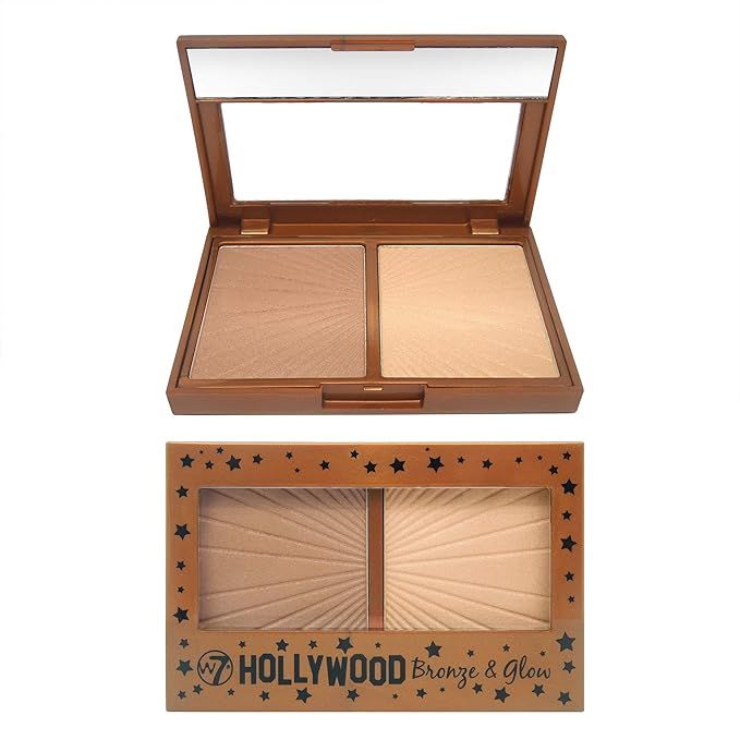 W7 Hollywood Bronze & Glow - Pressed Powder Duo Shimmer Bronzer & Highlighter - Contouring & High... | Amazon (US)