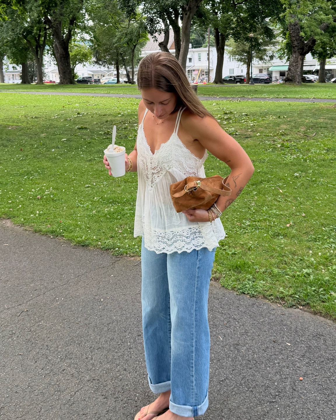 7/10/26 Casual Summer Outfit of the Night

Last night's casual summer outfit 🤍 Wearing my cuffed Mother jeans with a lightweight lace Free People top, Amazon bralette, and my go-to TKEES flip-flops. I finished the look with my J.Crew suede bag for an easy, effortless outfit that's perfect for summer evenings, dinner, or a night out. Everything I can link is linked here ✨

#LTKootd #LTKSeasonal