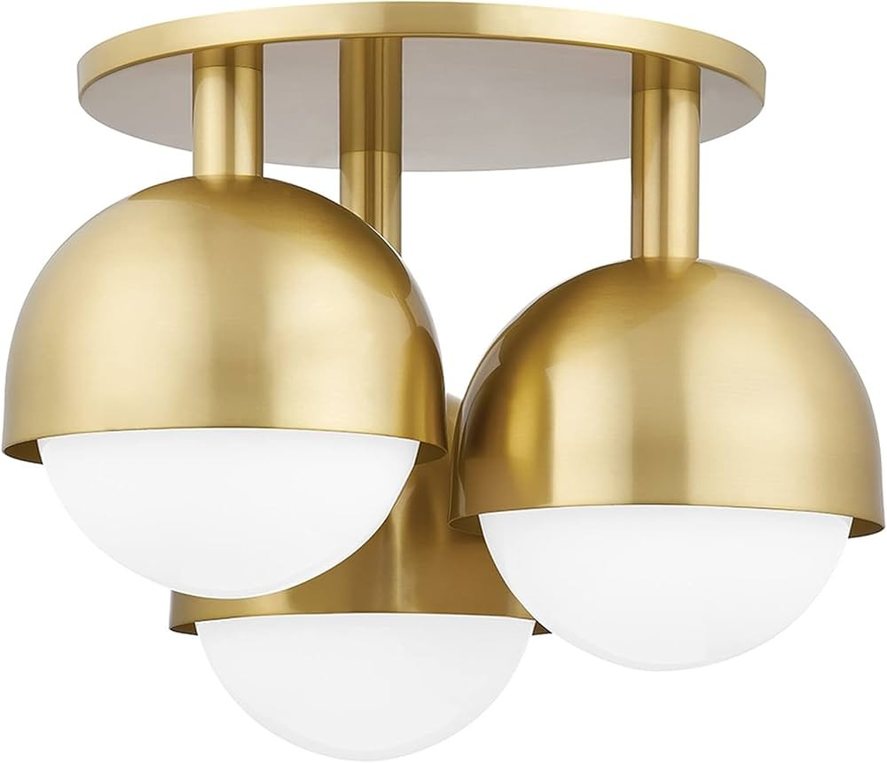 Hudson Valley Lighting Foster - 3-Light Semi-Flush - Aged Brass Finish - Opal Glass | Amazon (US)