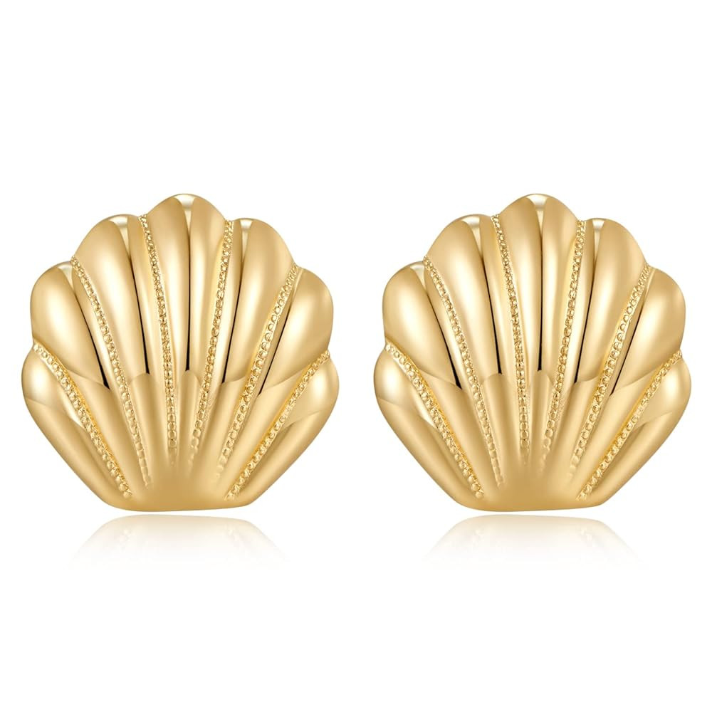 LILIE&WHITE Seashell Stud Earrings For Women Gold Earrings Seashore Earrings Nautical Jewelry For... | Amazon (US)