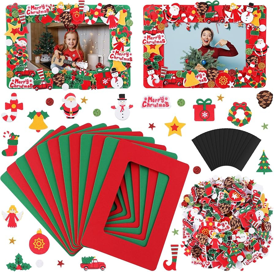 Fovths 436 Pieces Christmas Picture Frame Craft Kit for Kids Include Foam Photo Frames Christmas ... | Amazon (US)