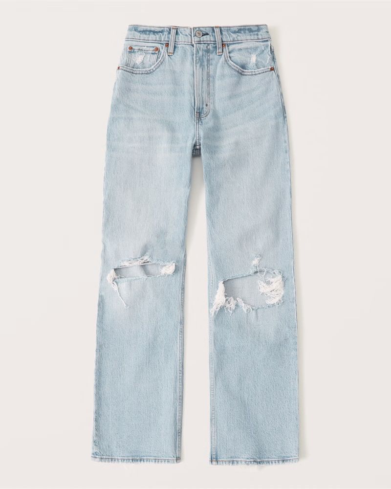 Abercrombie & Fitch Women's High Rise 90s Relaxed Jean in Light Ripped Wash - Size 27 | Abercrombie & Fitch (US)