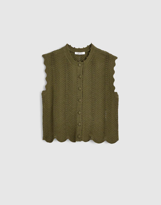 Wavy-Knit Button-Front Shell Top | Madewell
