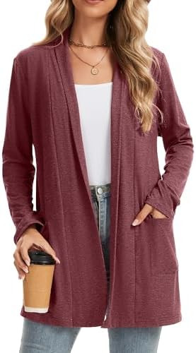 Womens Cardigan Long Sleeve Lightweight with Pockets Business Casual Early Fall Fashion Clothing ... | Amazon (US)