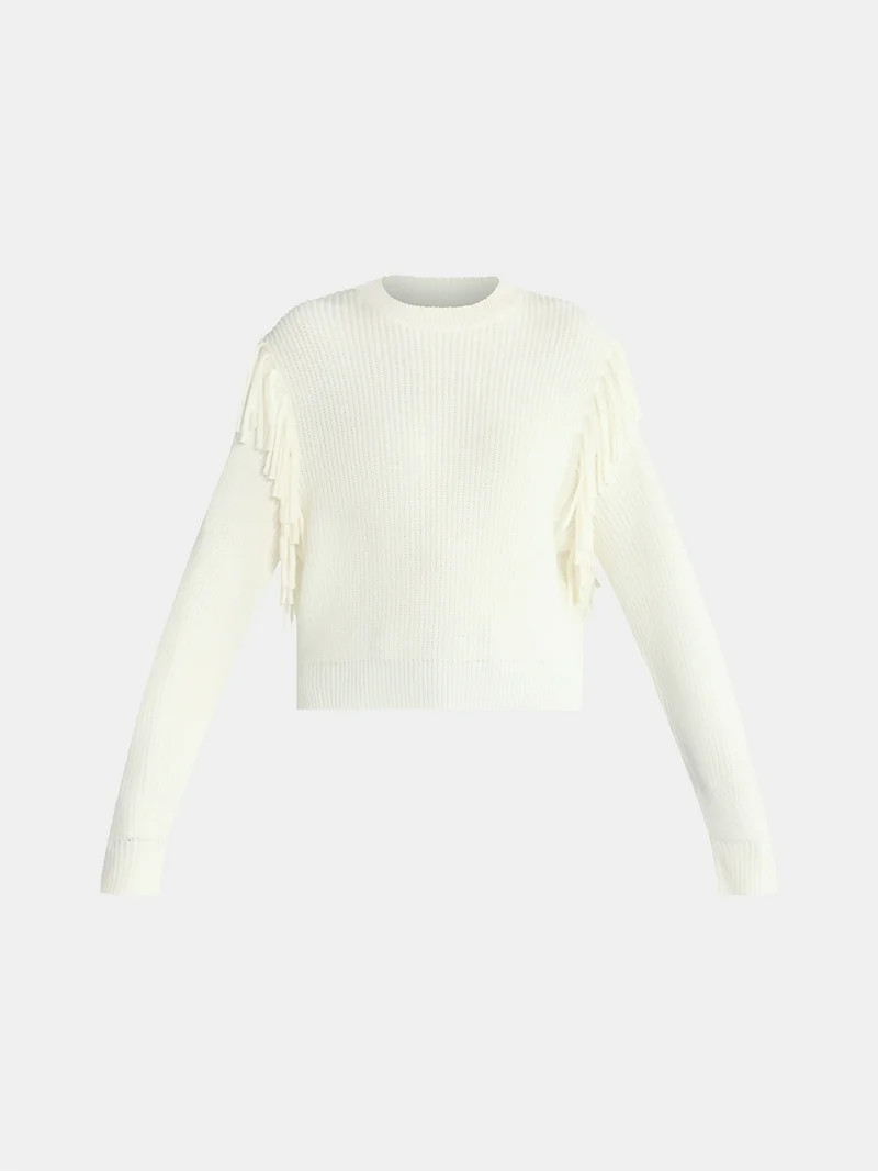 Time and Tru Women's Fringe Pullover Sweater, Midweight, Sizes XS-XXXL | Walmart (US)