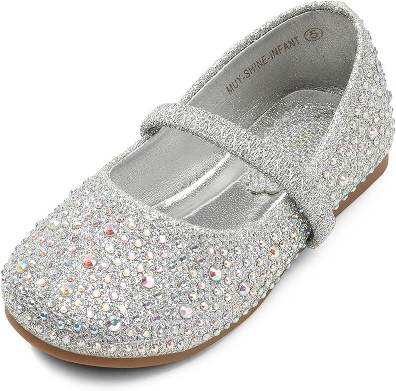 DREAM PAIRS Girls Mary Jane Rhinestone Studded Slip On Ballet Flats Toddler | Amazon (US)