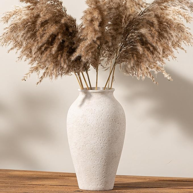 Ceramic Flower Vase Home Decor - Large Tall Farmhouse Table Vases Rustic Vintage Living Room Kitc... | Amazon (US)