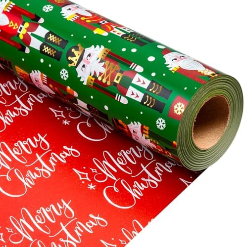 MAYPLUSS Christmas Nutcracker Wrapping Paper, Reversible Christmas Gift Wrapping Paper, Funky Cut... | Amazon (US)