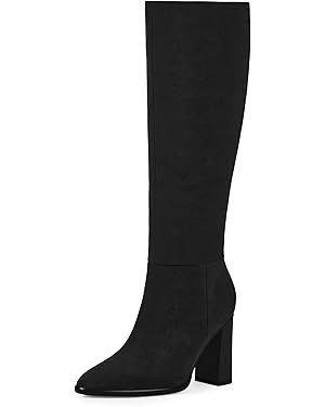 Knee High Boots Women Pointed Toe Chunky Heel Fall Tall Boots Side Zipper Long Boots for Women | Amazon (US)