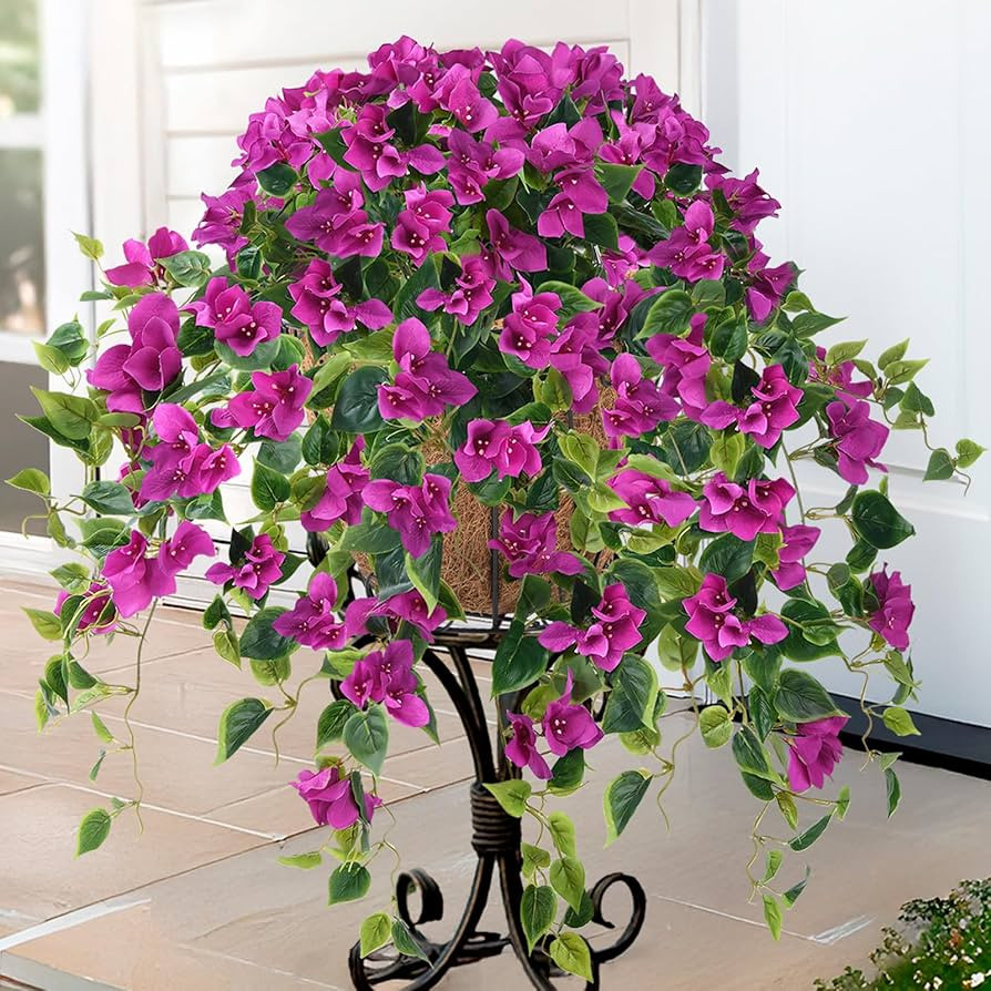 Homsunny Artificial Flowers Hanging Basket,4pcs Bougainvillea Silk Vine Flowers for Outdoor/Indoo... | Amazon (US)
