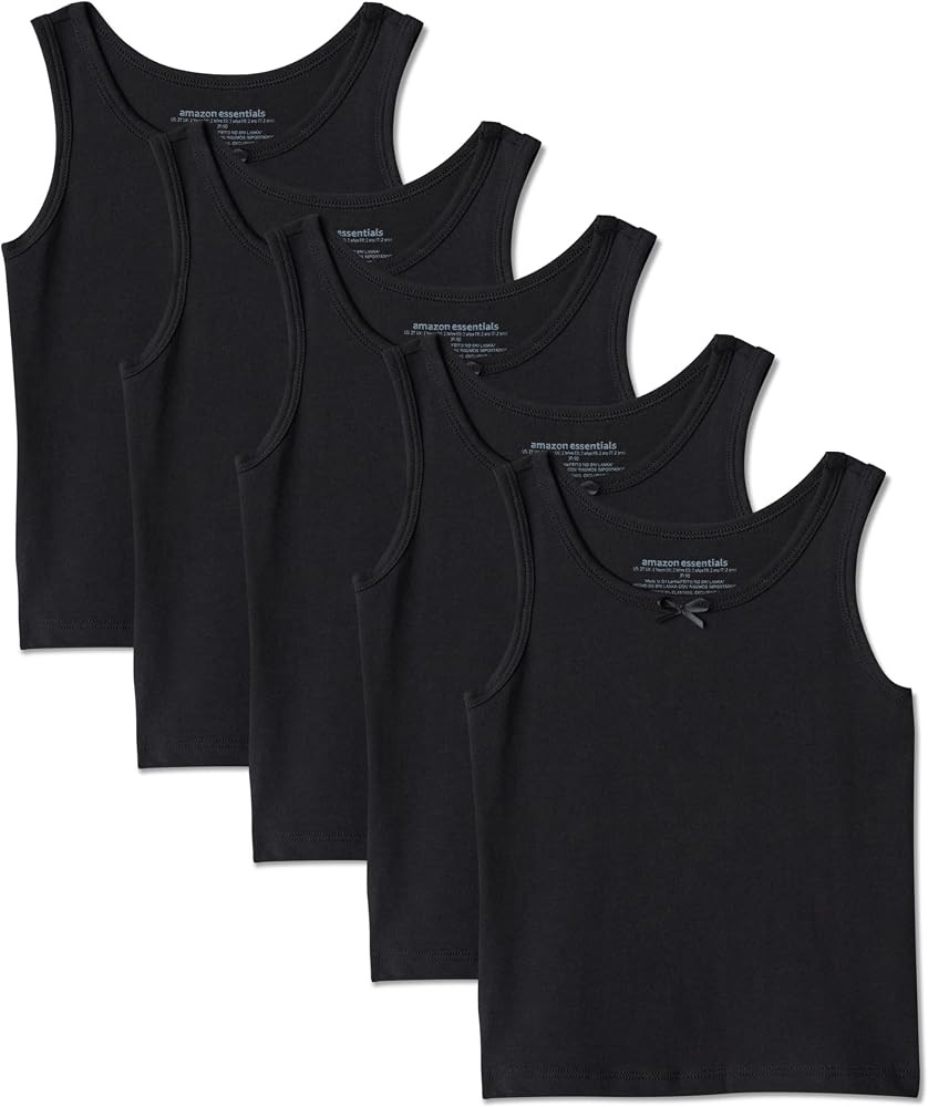 Amazon Essentials Girls' Cotton Jersey Tank Top Undershirt, Pack of 5 | Amazon (US)