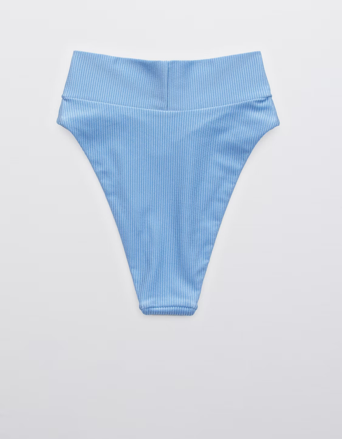 Aerie Ribbed Shine Crossover High Cut Cheeky Bikini Bottom | American Eagle Outfitters (US & CA)