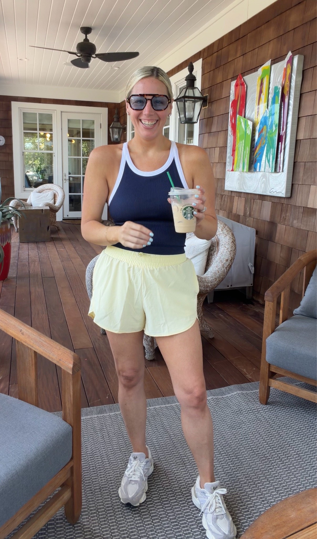 Workout fit 
Top size small
Shorts size small 
Sneakers run TTS