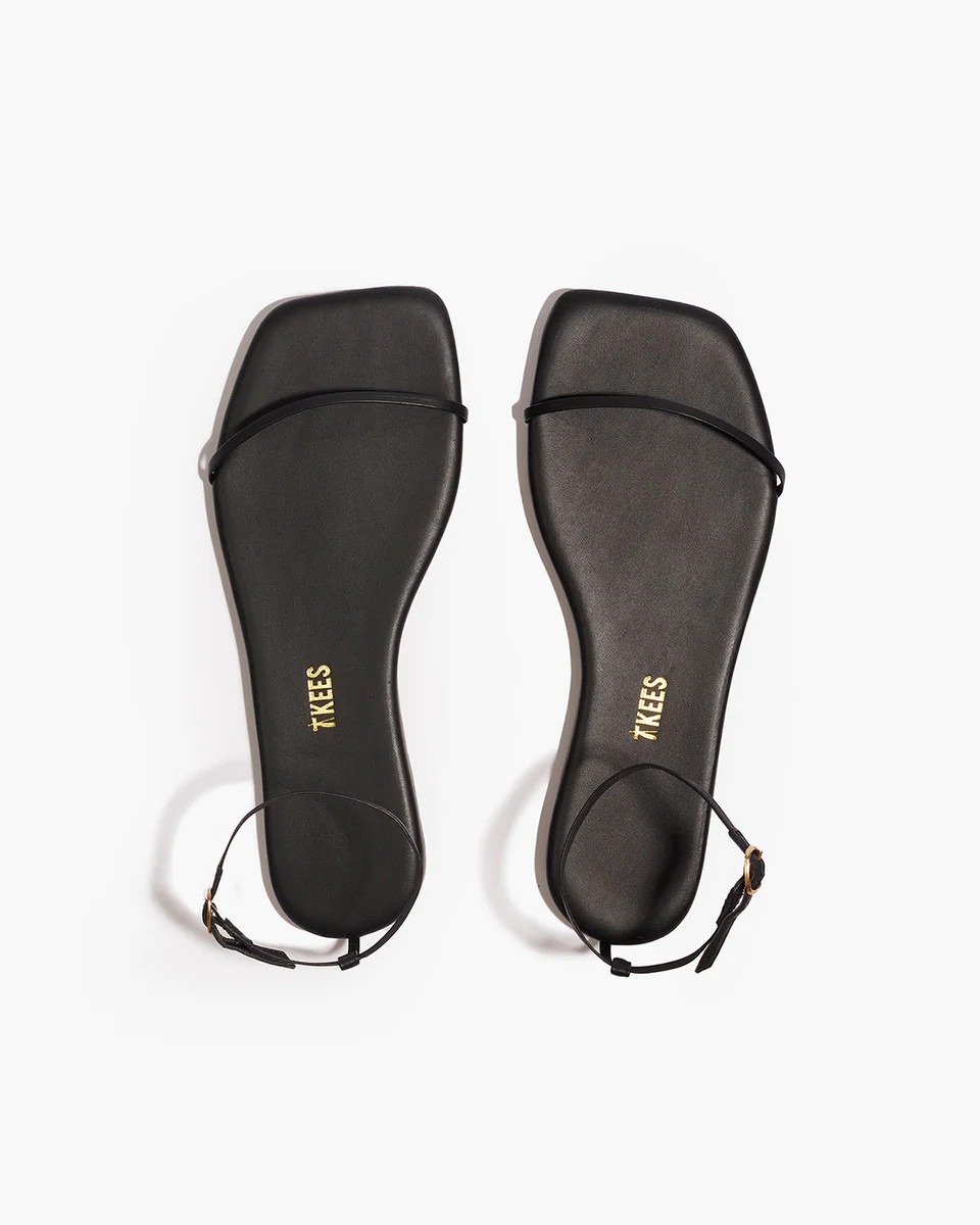 TKEES Square Toe Twiggy Leather Sandals in Sable | TKEES