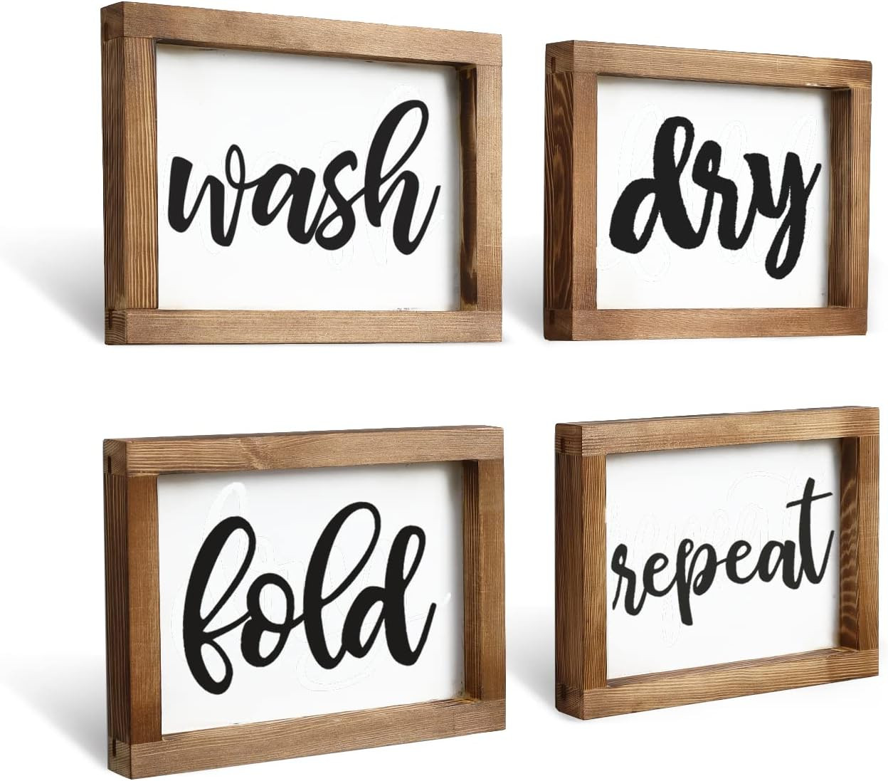 Mokof Laundry Room Decor Wash Fold Dry Repeat Mini Signs Set of 4, Farmhouse Laundry Room Decorat... | Amazon (US)