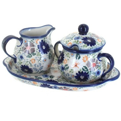 Blue Rose Polish Pottery Carnival Sugar & Creamer with Tray | Target