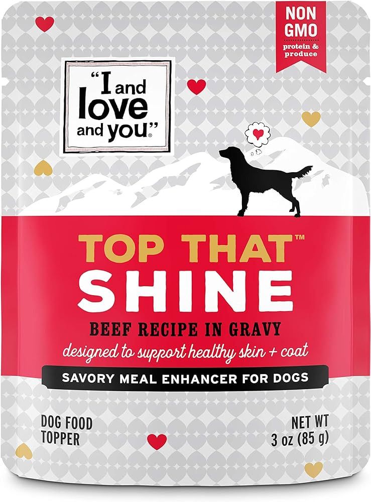 "I and love and you" Top That Shine Wet Dog Food Pouch, Beef Recipe In Gravy, 3 oz (Pack of 12) | Amazon (US)