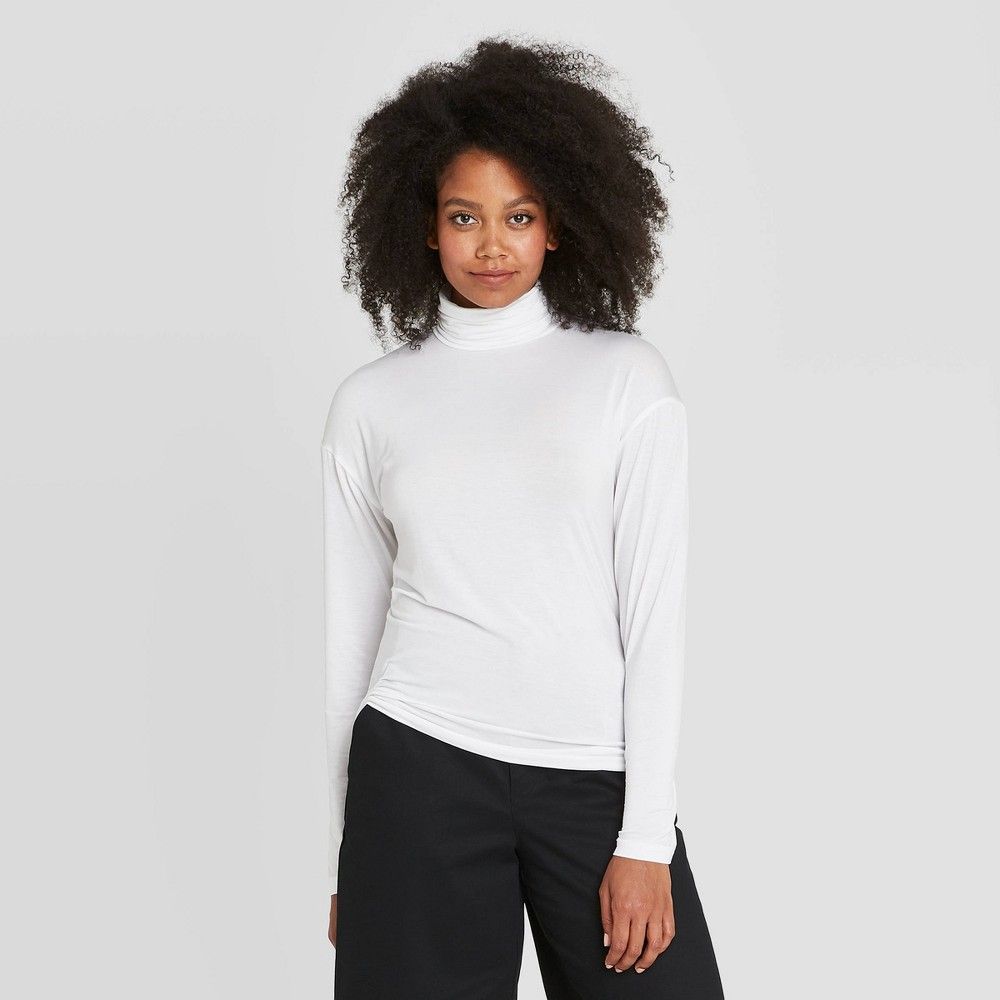 Women's Essential Long Sleeve Turtleneck Top - Prologue White XS | Target