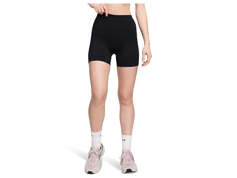 Nike One High-Waisted 5 Biker Shorts Women's Shorts Black : LG (US 12-14), Polyester/Spandex | Zappos