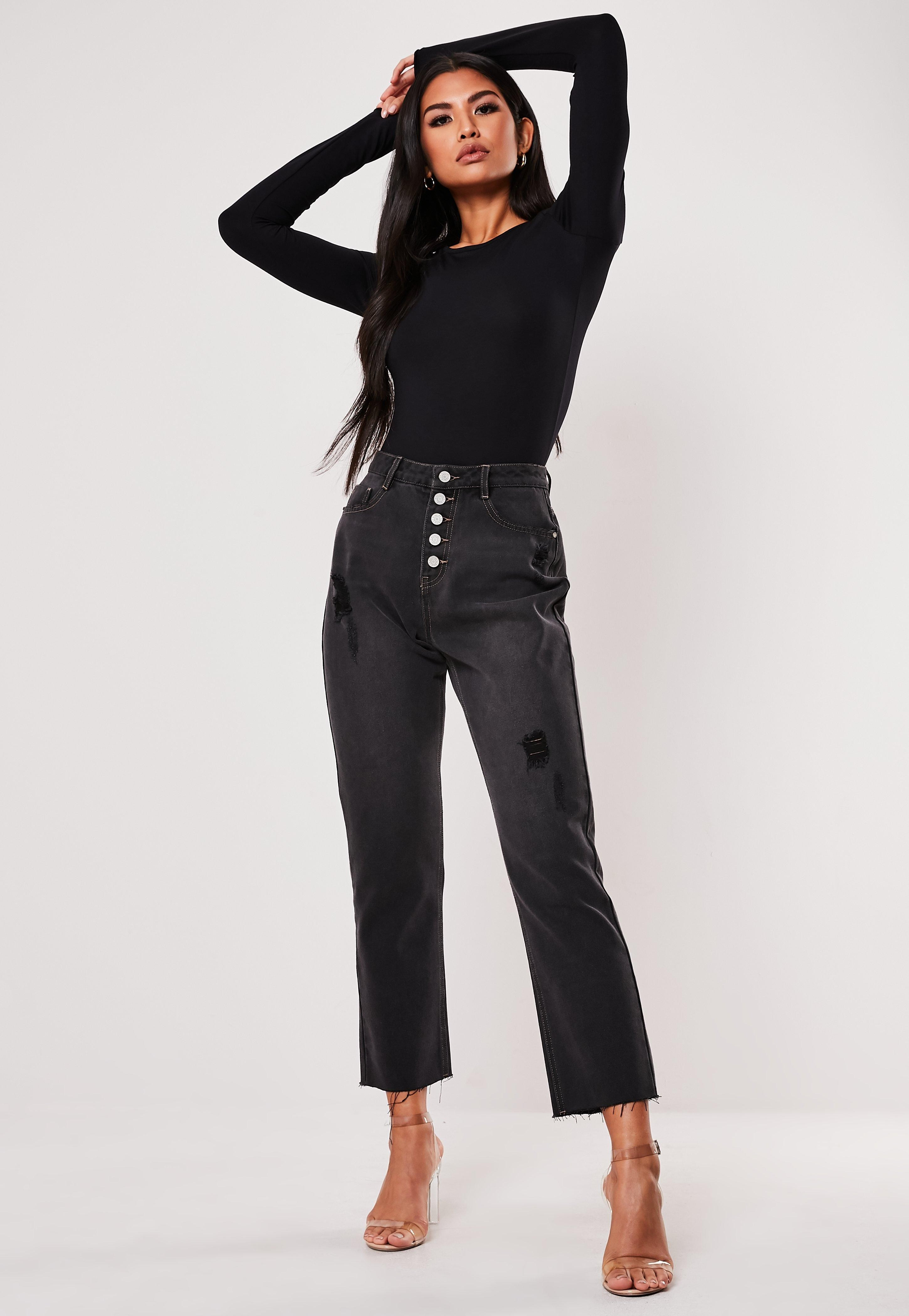 Black Long Sleeved Jersey Bodysuit | Missguided (UK & IE)