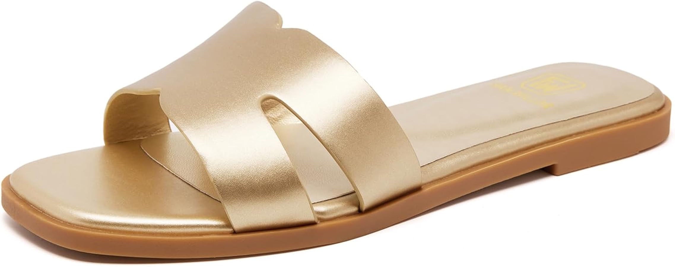 Women's Flat Sandals Dressy Comfortable Slide Sandals Fashion Square Open Toe Slip On Beach Sanda... | Amazon (US)