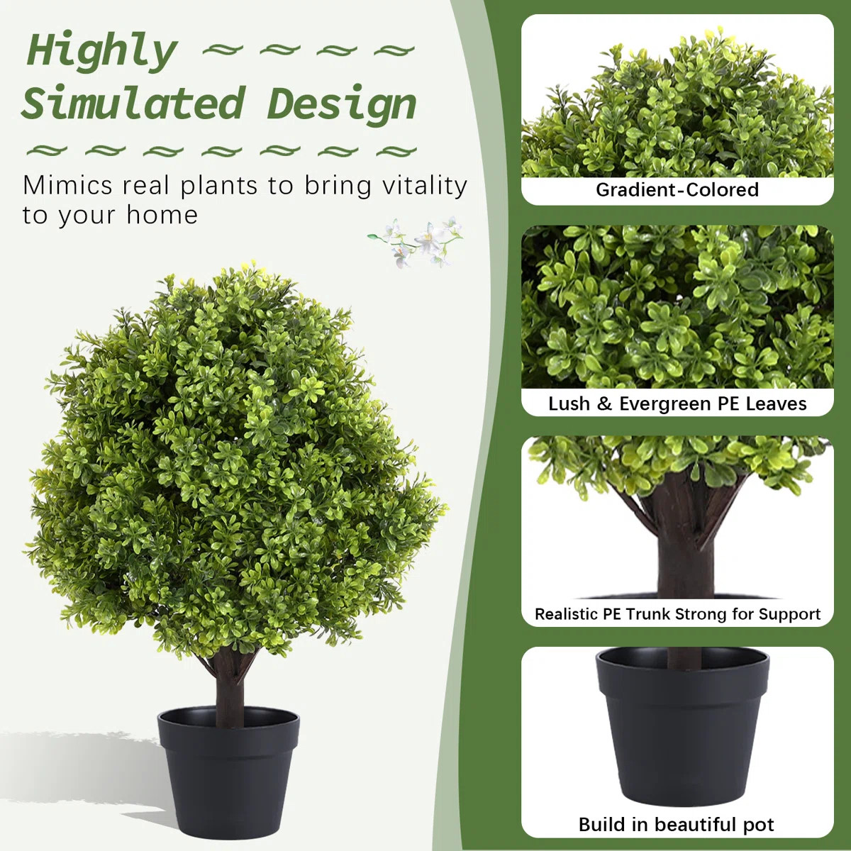 Hallam 24-Inch Indoor or Outdoor Faux Boxwood Topiary in Pot (Set of 2) | Wayfair North America