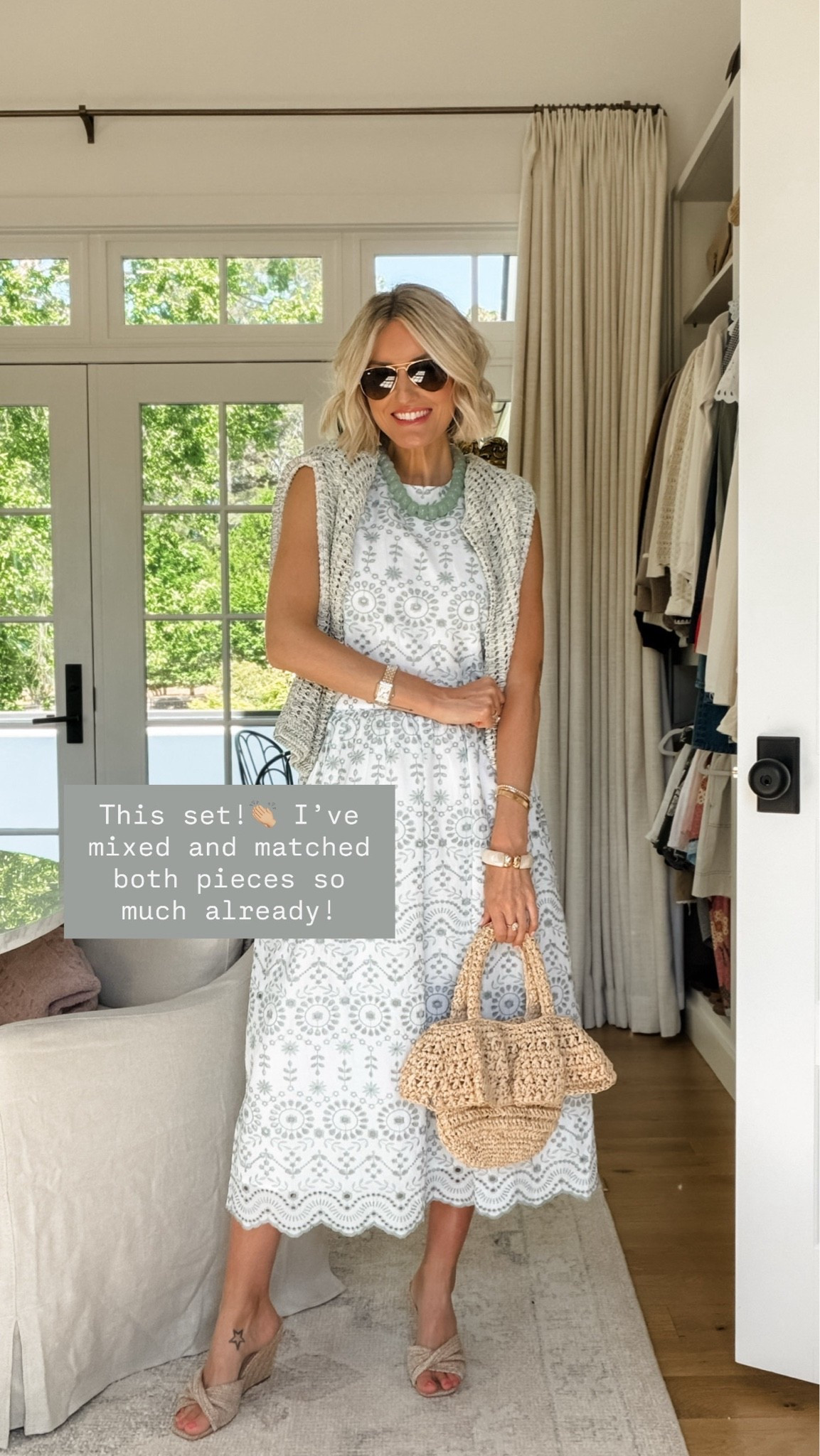 Love the detail on this set 😍 Blue and white is such a classic color palette for summer and this is a perfect look for vacation! Wearing 0 in both 

Loverly grey, loft sale, fashion finds womens, vacation outfit inspo, what to wear at the beach, eyelet set midi skirt

#LTKSaleAlert #LTKSeasonal