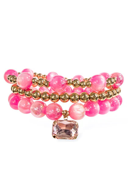 Eye Candy Pink Beaded Bracelet Set | The Willow Tree
