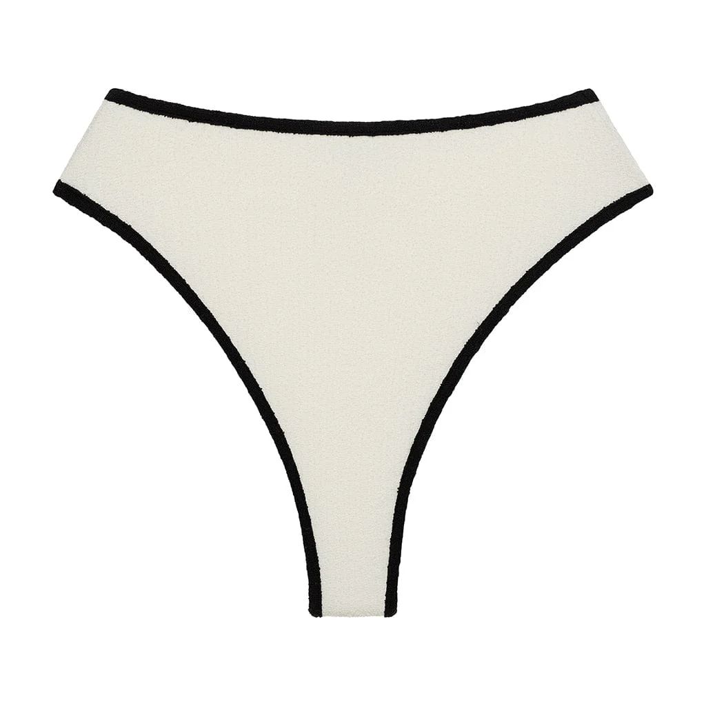 Cream (Black Binded) Terry Rib Paula Bikini Bottom | Montce