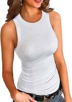 LOLONG Womens Tank Tops Stretch High Neck Knit Ribbed Blouse Basic Solid Top | Amazon (US)