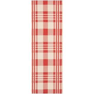 SAFAVIEH Courtyard Red/Bone 2 ft. x 12 ft. Striped Indoor/Outdoor Runner Rug CY6201-238-212 - The... | The Home Depot