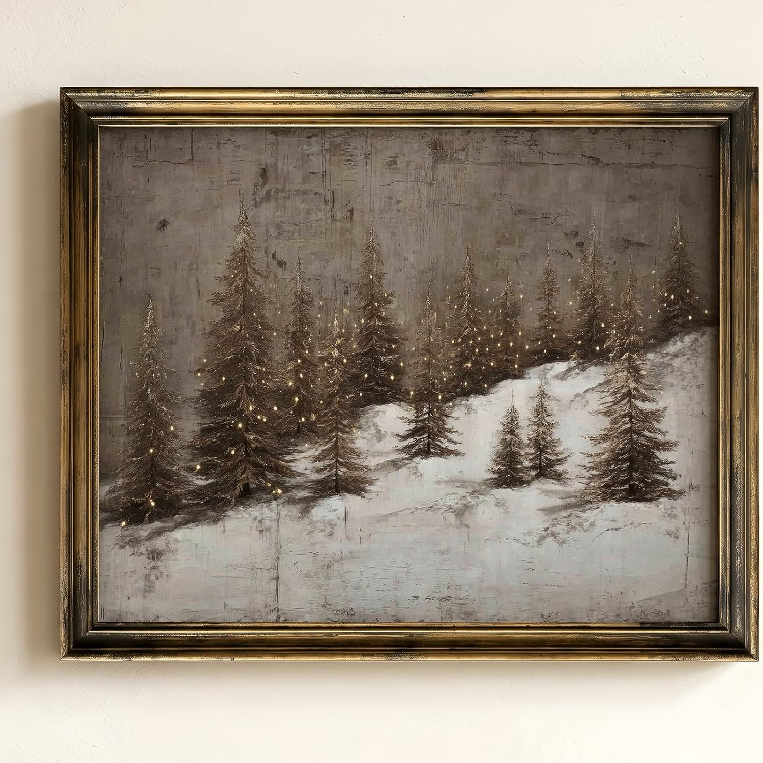 SQGGZH Moody Christmas Tree Wall Art, Vintage Dark Academia Farmhouse Trees Forest Oil Painting Canvas Print, Neutral Rustic Winter Landscape for Home Decor, Holiday Gift Idea - 8x10inch Unframed | Amazon (US)