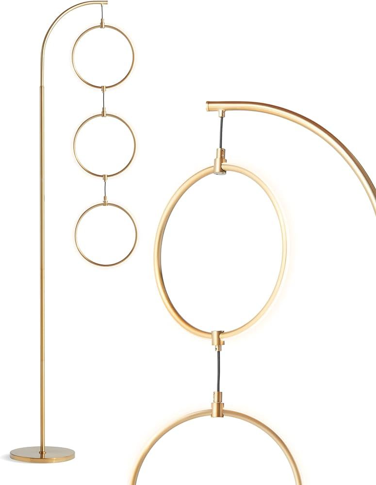 Brightech Nova Modern Floor Lamp - Contemporary Arc Tall Lamp with 3-Circle Ring-Style Pendant - ... | Amazon (US)