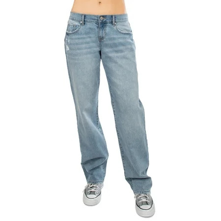 Juniors Stretchy Low-Rise Baggy Faded Jeans Dark Wash 15 | Walmart (US)
